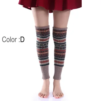 Нови зимни топлинни кашмир чорапи Дамски чорапи над коляното цветни Вълнени дамски възли гамаши Утолщают топли чорапи за момичета