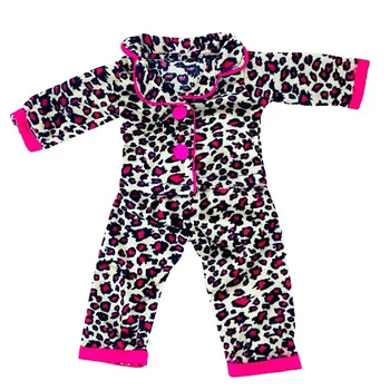 облекло за кукли с леопардовым принтом риза с ръкави и панталони за 43 см дрехи за новородени кукли 18 инча американската кукла за момичета дв връхни дрехи