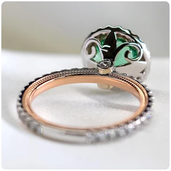 Прекрасни две цвят Кръгли Женски брачни халки от зелен камък с микро-покритие от кристални Цирконий Благороден подарък Дама Годежен пръстен Бижута