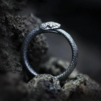 Пънк-готик Змия пръстен Метална Отворено Регулируема Дизайнерско животно с преувеличени пръстени за пръстите за жени и мъже, Вечерни подарък бижута Mujer Bijoux