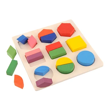 Ранното образование дървени триизмерни играчки геометрична форма на Детски Дървени Строителни Блокове на детски Играчки WJ472