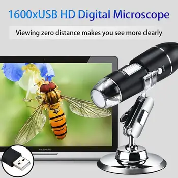 Регулируема 1600X HD Електронен Дигитален Микроскоп Ръчен Преносим Цифров USB-Лупа Електронно Увеличение на HD Ендоскоп