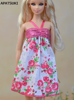 Розовата Мода стоп-моушън дрехи, Красива Ежедневна рокля трапецовидна форма за кукли Барби, Пълнозърнести рокли Vestido за 1/6 Рокли на кукли BJD