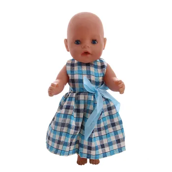 Рокля с шарени 15 С папийонка е Подходящ за 18-инчовата американската и 43-сантиметровой дрехи за кукли,Аксесоари, Играчки за момичета,Поколение,Подарък за рожден ден
