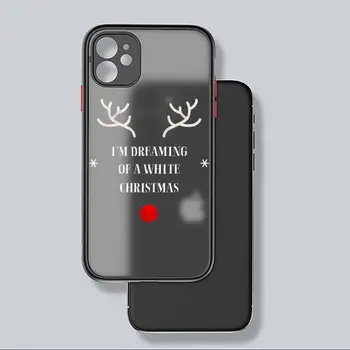 С Коледа, Нова година Калъф за вашия телефон, черен матиран прозрачен за iPhone 7 8 x xr xs 11 12 pro plus mini max Прозрачен калъф