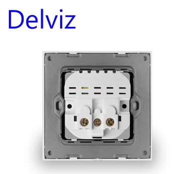Стандартна розетка Delviz France, панел от закалено стъкло,от 5 До 2100 мА Dual USB интерфейс за зареждане, монтиран на стената USB конектор 16A