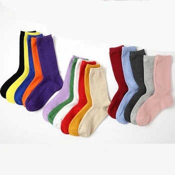 Стилна дълга високи чорапи, Пъстри дамски памучни разтеглив зимни топли 16 цвята за една дама момичета модерен Сватбен подарък Harajuku