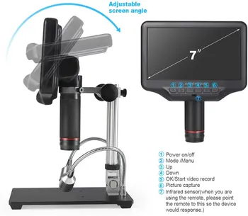 Цифров Биологичен Микроскоп с Висока Разделителна способност Камера, 3D HDMI Микроскоп с 7' LCD дисплей, USB Видео Микроскопи за Ремонт на телефони
