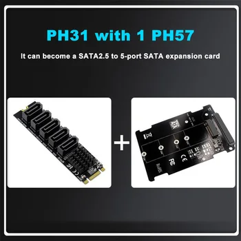 Чипсет JMB575 5 Пристанища Карти за разширяване на M. 2 NGFF B-Ключ SATA към SATA 3 Карти с Адаптер Поддръжка на SATA SSD HDD