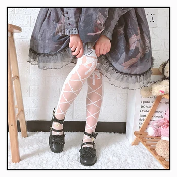 Чорапи в стил Лолита Дамски летни SiOn Стъклени тънки чорапи от телешка кожа над коляното За момичета Чорапи в стил Лолита