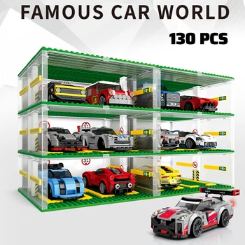 Шампиони на града при скорост Суперавтомобил Паркинг в Гаража на Сглобяване на Модели Градивен елемент на Спортни Състезателни коли Тухли САМ Детски Играчки За деца