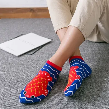 Японски чорапи в стил Харадзюку от картун Дамски Чорапи Coton с Кавайной Котка на Съдбата и суши Забавни чорапи Дамски Пролетни Кальцет B0062